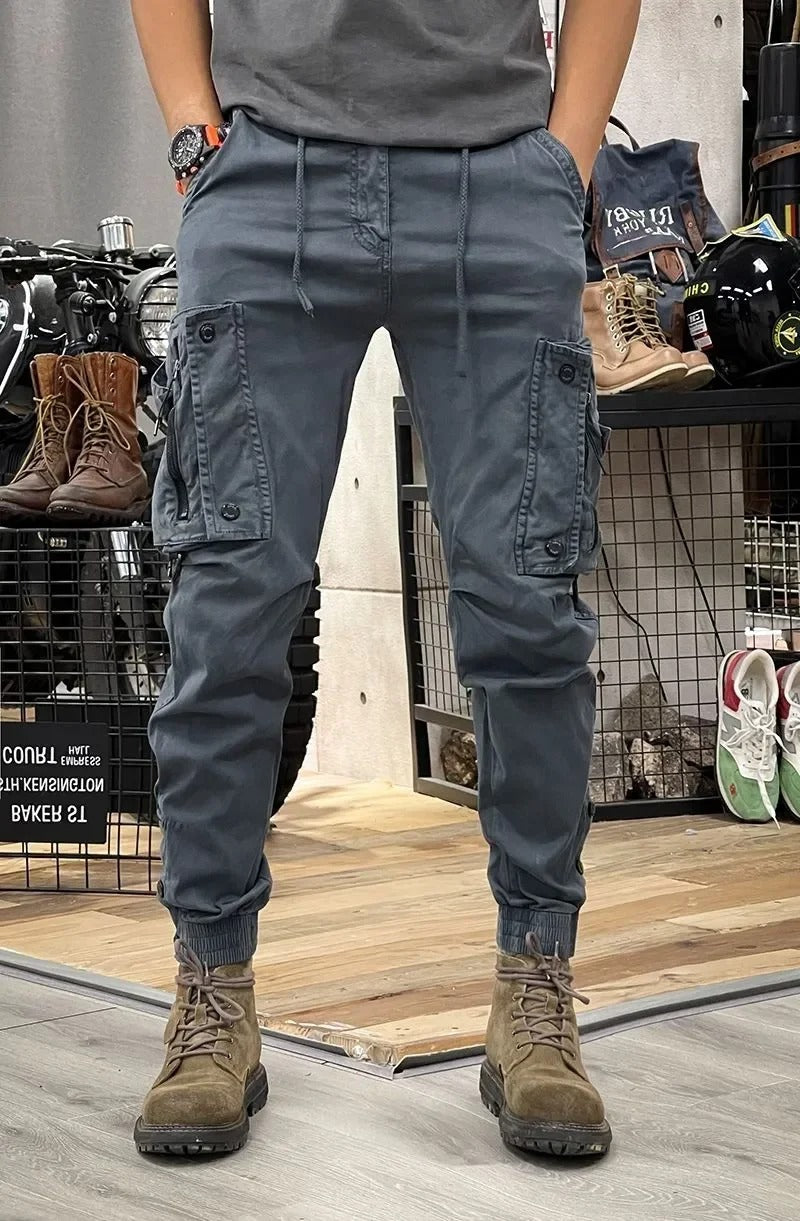 Pantalón Cargo con Cintura Elástica y Múltiples Bolsillos para Hombre | Ideal para Uso Diario