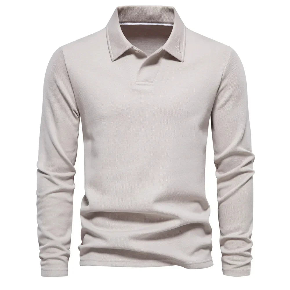 Polo De Manga Larga Con Corte Clásico Y Cierre De Botones Para Hombre | Ideal Para Uso Diario Y Contextos Profesionales