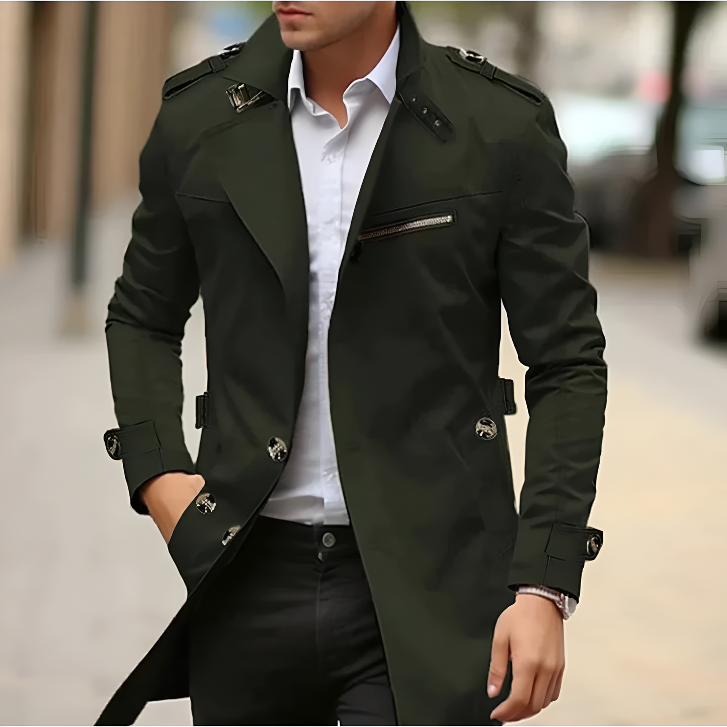 Trench Coat con Cinturón Ajustable para Adultos | Ideal para Períodos de Entretiempo
