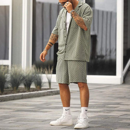 Conjunto de Dos Piezas con Camisa de Manga Corta y Short para Hombre | Ideal para Uso Diario y Ocasiones Informales