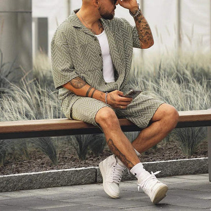 Conjunto de Dos Piezas con Camisa de Manga Corta y Short para Hombre | Ideal para Uso Diario y Ocasiones Informales