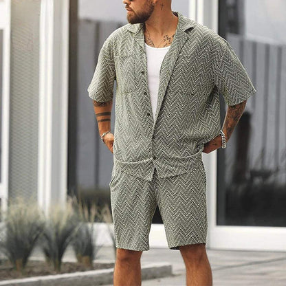 Conjunto de Dos Piezas con Camisa de Manga Corta y Short para Hombre | Ideal para Uso Diario y Ocasiones Informales