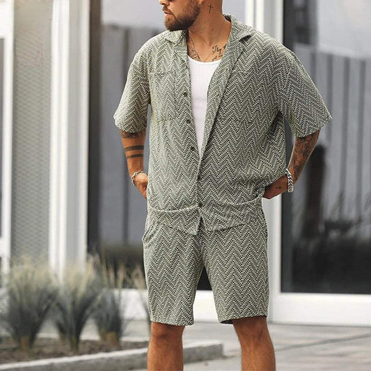 Conjunto de Dos Piezas con Camisa de Manga Corta y Short para Hombre | Ideal para Uso Diario y Ocasiones Informales