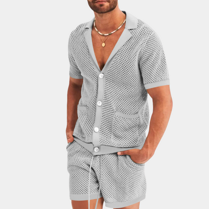 Conjunto Dos Piezas con Camisa de Manga Corta y Short con Cintura Elástica para Adultos | Ideal para Uso Diario