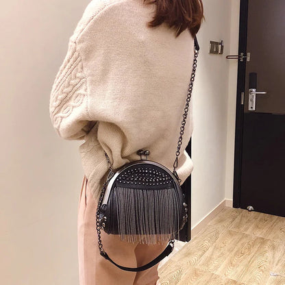 Bolso Bandolera Redondo Con Cadena Para Mujer | Ideal Para Uso Urbano O Eventos