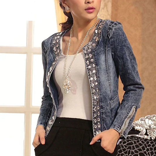 Chaqueta Corta con Cierre Frontal y Lentejuelas para Mujer | Ideal para Eventos y Salidas Nocturnas