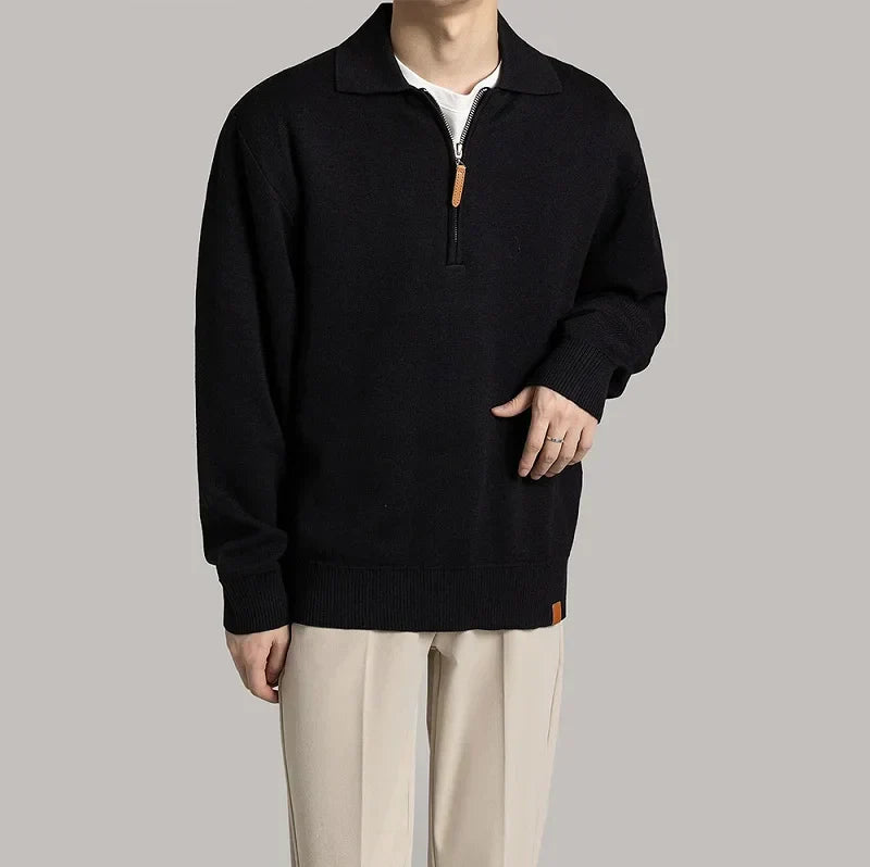 Jersey De Manga Larga Con Media Cremallera Para Hombre | Ideal Para Uso Diario Informal