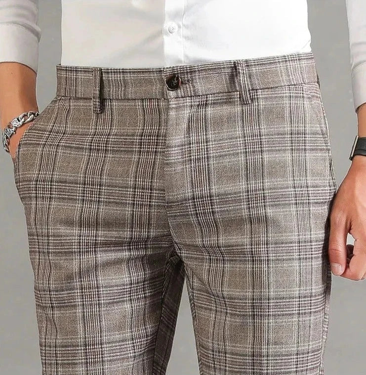 Pantalones Para Hombre Con Corte Slim Y Motivo A Cuadros Para Hombre | Ideal Para Uso Diario
