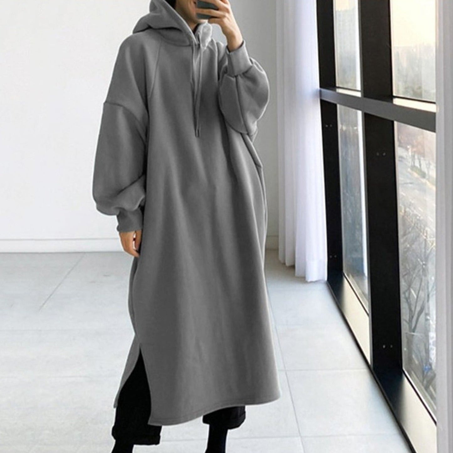 Abrigo Tipo Vestido Largo con Capucha para Mujer | Ideal para Días Fríos