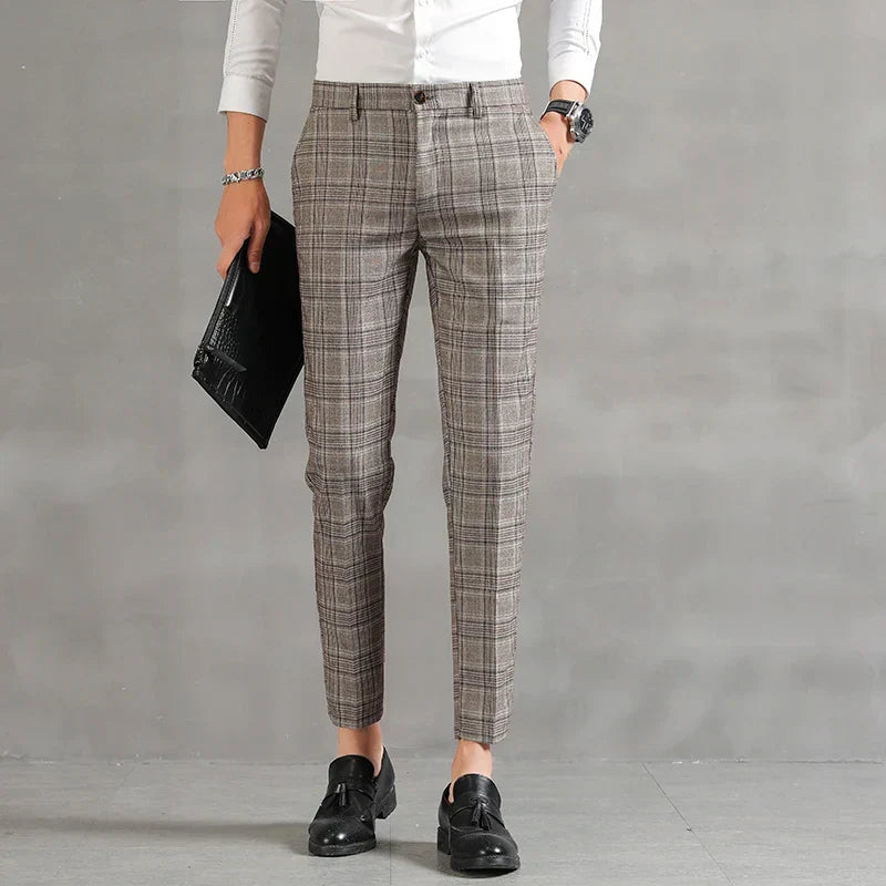 Pantalones Para Hombre Con Corte Slim Y Motivo A Cuadros Para Hombre | Ideal Para Uso Diario