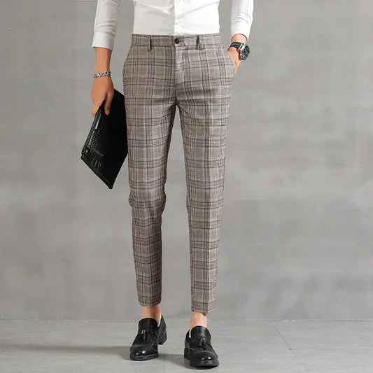 Pantalones Para Hombre Con Corte Slim Y Motivo A Cuadros Para Hombre | Ideal Para Uso Diario