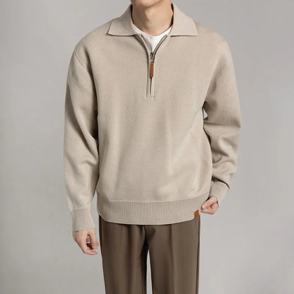 Jersey De Manga Larga Con Media Cremallera Para Hombre | Ideal Para Uso Diario Informal