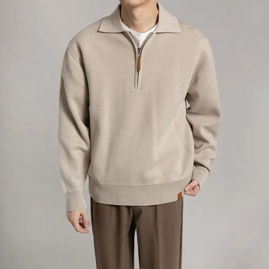 Jersey De Manga Larga Con Media Cremallera Para Hombre | Ideal Para Uso Diario Informal
