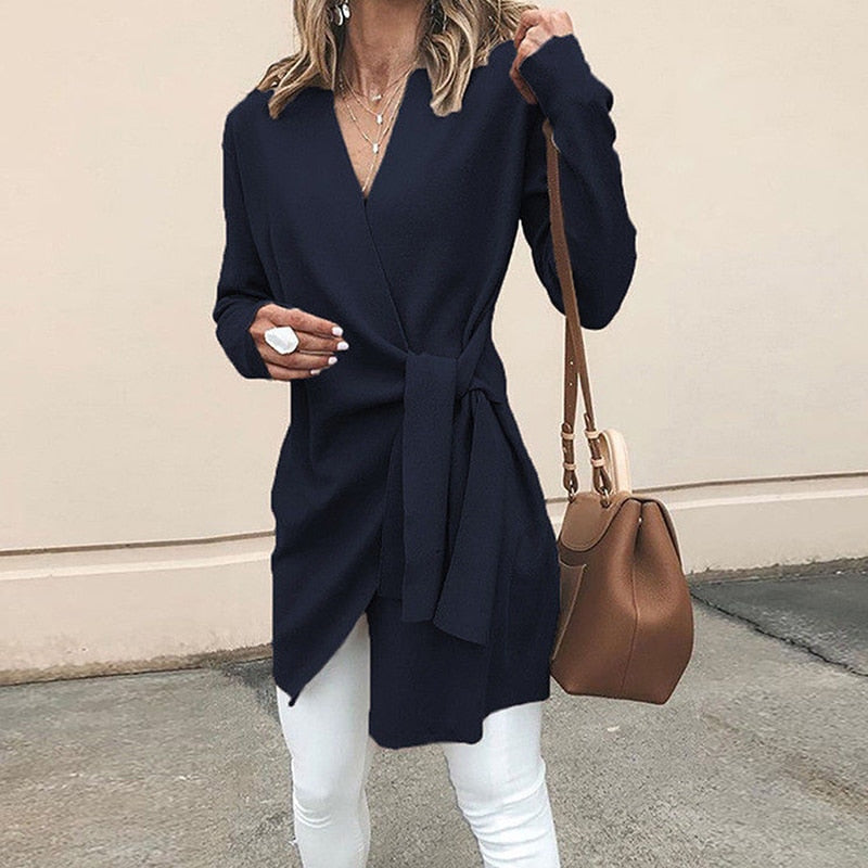Jersey Con Cuello En V Alto Y Corte Holgado Para Mujer | Ideal Para Uso Diario Y Profesional