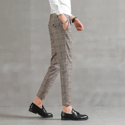 Pantalones Para Hombre Con Corte Slim Y Motivo A Cuadros Para Hombre | Ideal Para Uso Diario