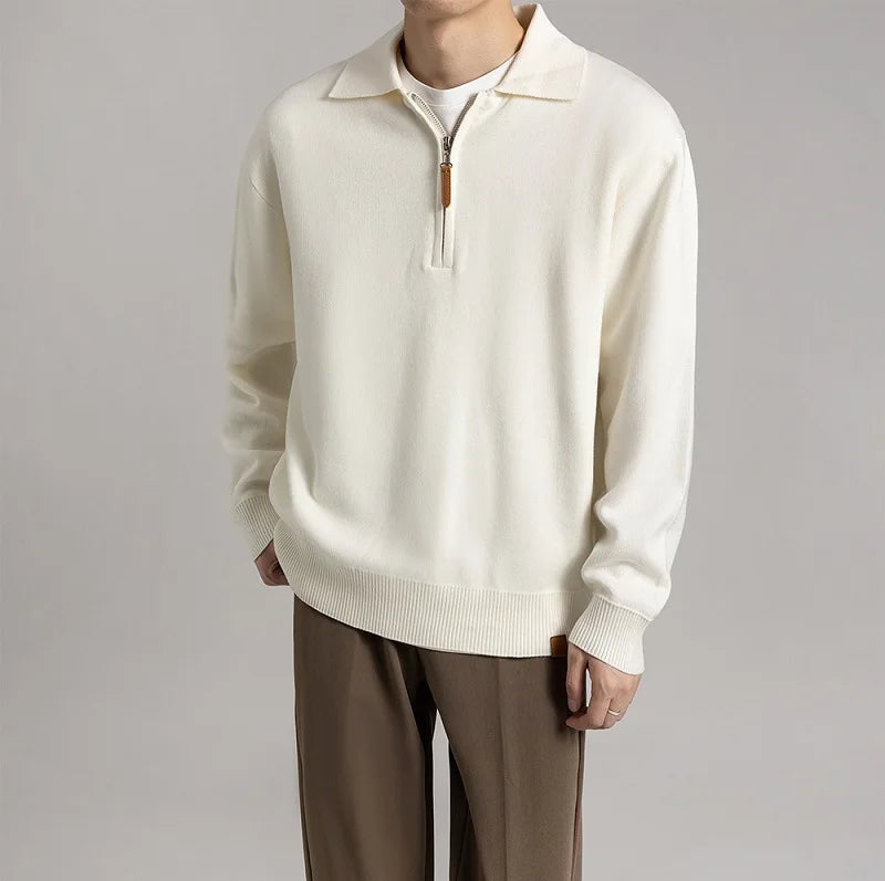 Jersey De Manga Larga Con Media Cremallera Para Hombre | Ideal Para Uso Diario Informal