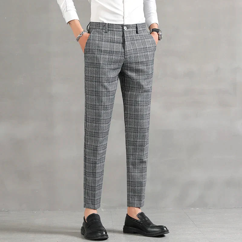 Pantalones Para Hombre Con Corte Slim Y Motivo A Cuadros Para Hombre | Ideal Para Uso Diario