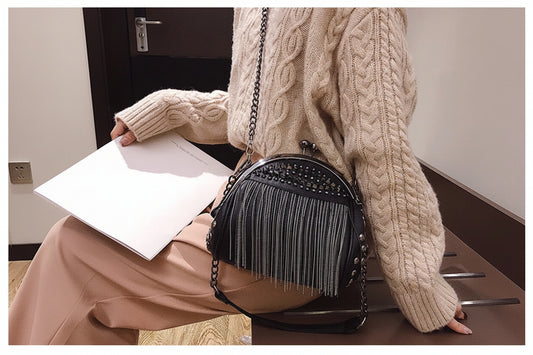 Bolso Bandolera Redondo Con Cadena Para Mujer | Ideal Para Uso Urbano O Eventos