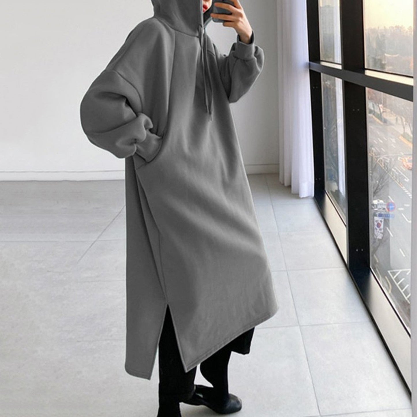 Abrigo Tipo Vestido Largo con Capucha para Mujer | Ideal para Días Fríos