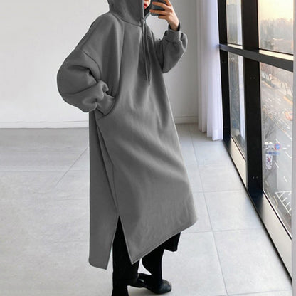 Abrigo Tipo Vestido Largo con Capucha para Mujer | Ideal para Días Fríos