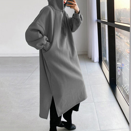 Abrigo Tipo Vestido Largo con Capucha para Mujer | Ideal para Días Fríos