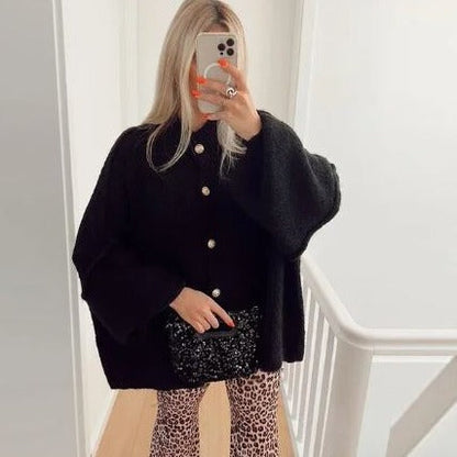 Jersey Con Patrón De Punto Y Mangas Holgadas Para Mujer | Ideal Para Invierno