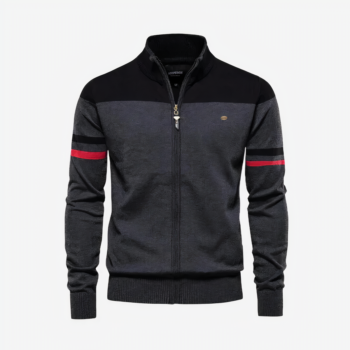 Sudadera con Cremallera Frontal y Rayas en las Mangas para Hombre | Ideal para Uso Diario