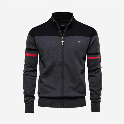 Sudadera con Cremallera Frontal y Rayas en las Mangas para Hombre | Ideal para Uso Diario