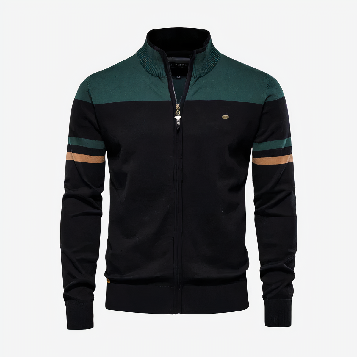 Sudadera con Cremallera Frontal y Rayas en las Mangas para Hombre | Ideal para Uso Diario