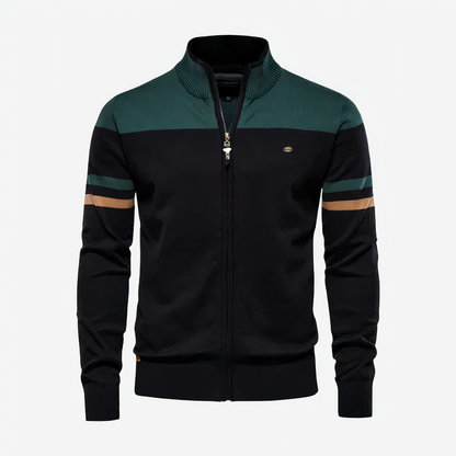 Sudadera con Cremallera Frontal y Rayas en las Mangas para Hombre | Ideal para Uso Diario