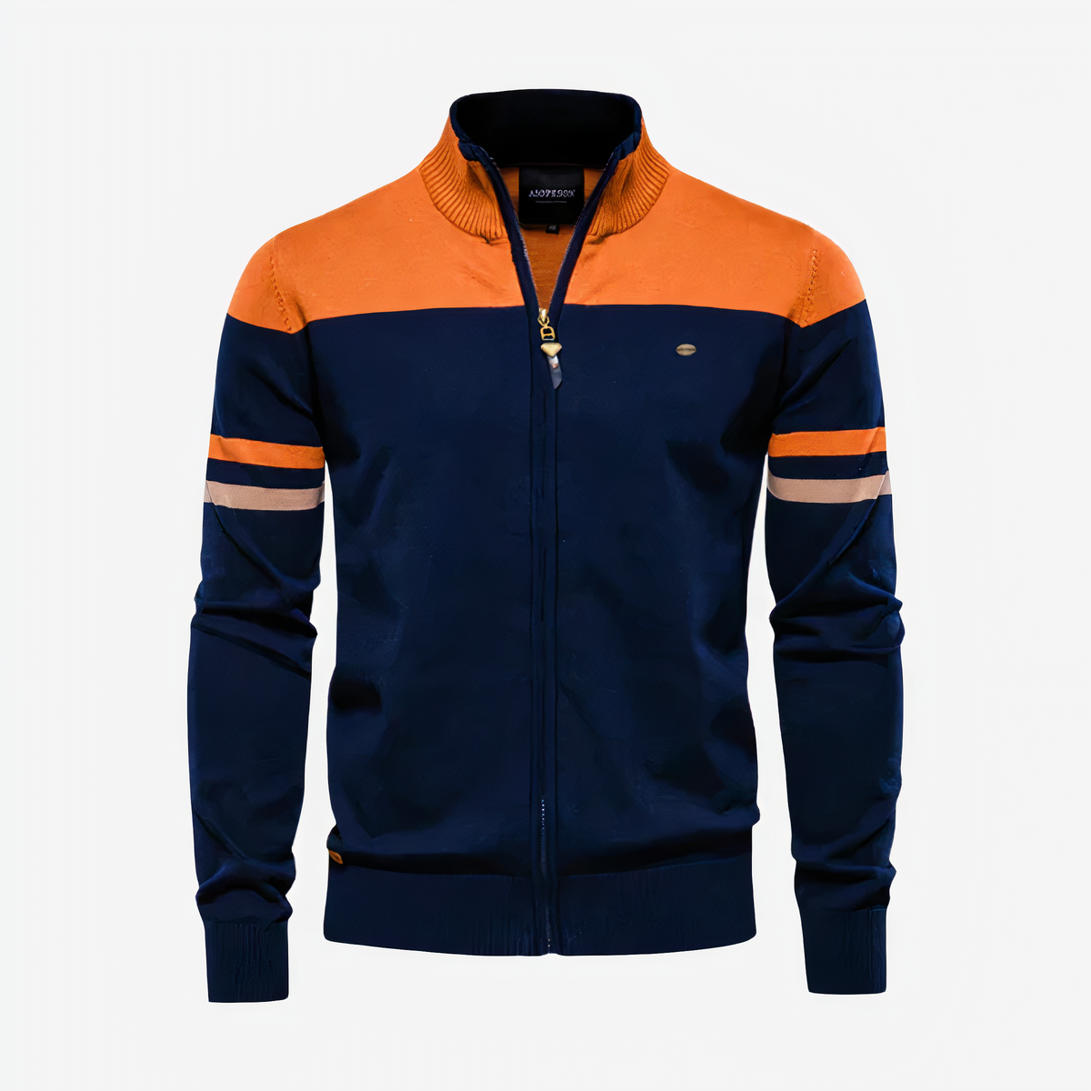 Sudadera con Cremallera Frontal y Rayas en las Mangas para Hombre | Ideal para Uso Diario