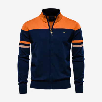 Sudadera con Cremallera Frontal y Rayas en las Mangas para Hombre | Ideal para Uso Diario
