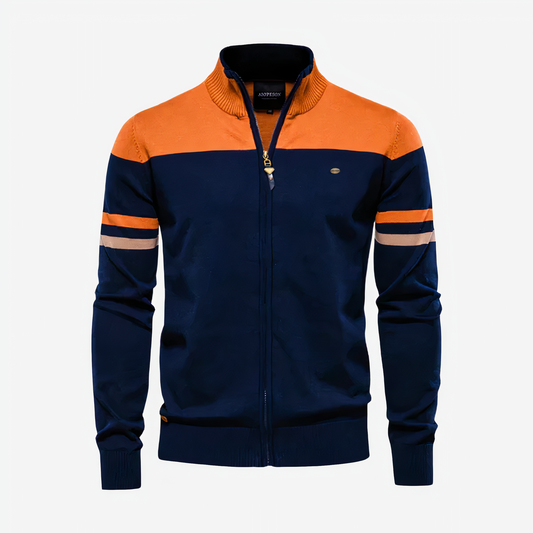 Sudadera con Cremallera Frontal y Rayas en las Mangas para Hombre | Ideal para Uso Diario