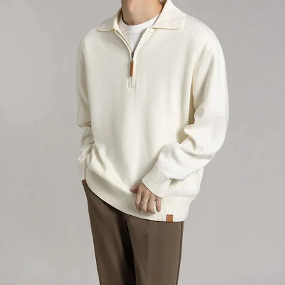 Jersey De Manga Larga Con Media Cremallera Para Hombre | Ideal Para Uso Diario Informal
