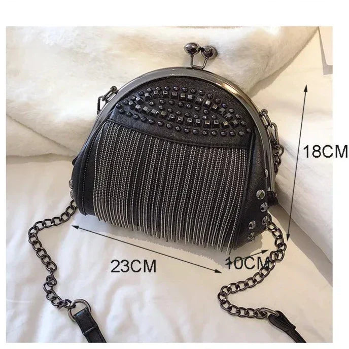 Bolso Bandolera Redondo Con Cadena Para Mujer | Ideal Para Uso Urbano O Eventos