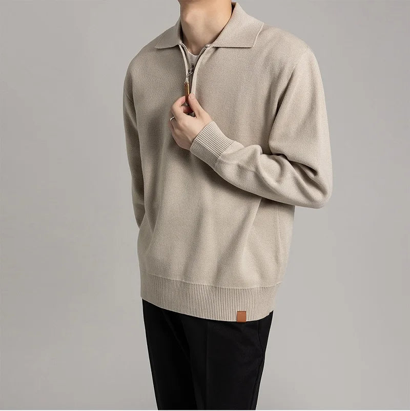 Jersey De Manga Larga Con Media Cremallera Para Hombre | Ideal Para Uso Diario Informal