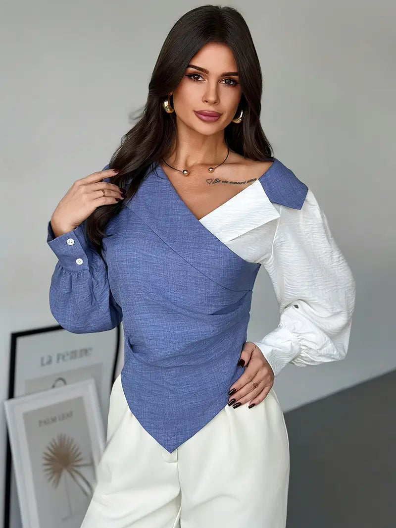 Blusa Asimétrica Con Detalle Hombro Descubierto Para Mujer | Ideal Para Uso Diario En Interior Y Exterior