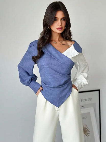 Blusa Asimétrica Con Detalle Hombro Descubierto Para Mujer | Ideal Para Uso Diario En Interior Y Exterior