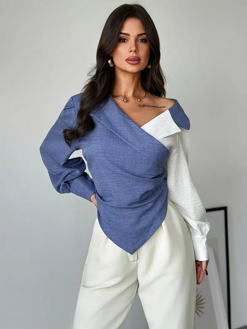 Blusa Asimétrica Con Detalle Hombro Descubierto Para Mujer | Ideal Para Uso Diario En Interior Y Exterior