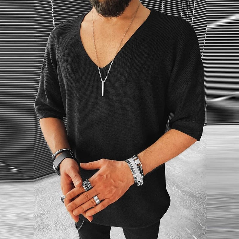 Jersey De Manga 3/4 Con Cuello En V Para Hombre | Ideal Para Uso Diario Y Climas Templados