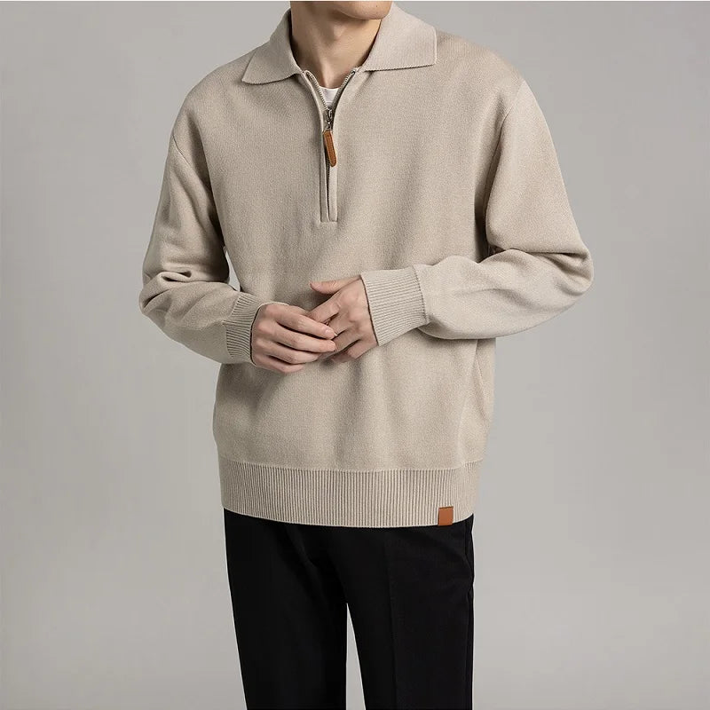 Jersey De Manga Larga Con Media Cremallera Para Hombre | Ideal Para Uso Diario Informal