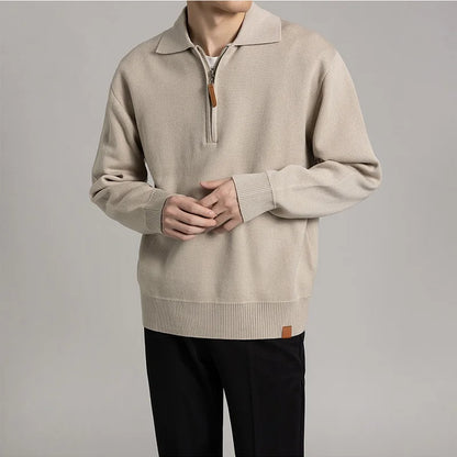 Jersey De Manga Larga Con Media Cremallera Para Hombre | Ideal Para Uso Diario Informal