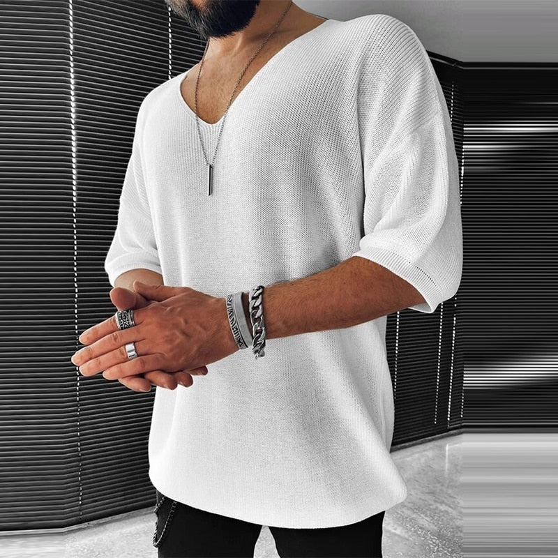 Jersey De Manga 3/4 Con Cuello En V Para Hombre | Ideal Para Uso Diario Y Climas Templados