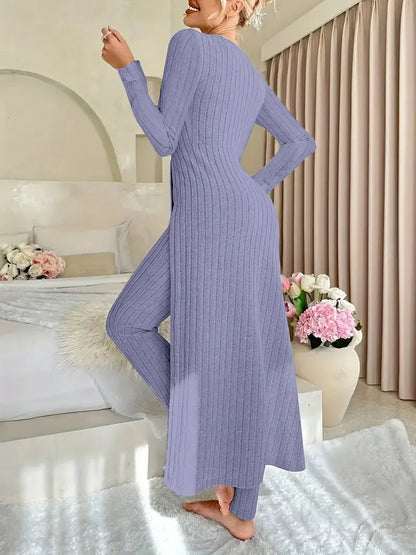 Conjunto De Dos Piezas Con Top Largo Y Pantalón Ajustado Para Mujer | Ideal Para Uso Diario Y Actividades Informales