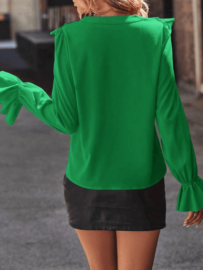 Top Con Encolure En V Y Volantes Para Mujer | Ideal Para Uso Diario En Primavera