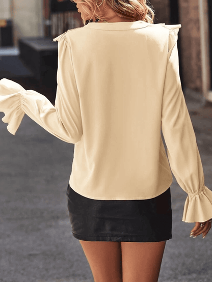 Top Con Encolure En V Y Volantes Para Mujer | Ideal Para Uso Diario En Primavera
