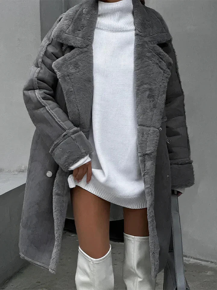 Abrigo Largo con Cuello Alto y Cierre de Botones para Mujer | Ideal para Temporada Fría