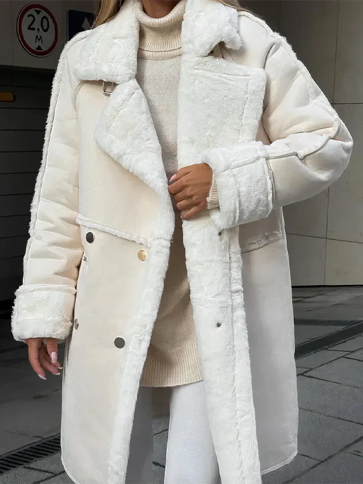 Abrigo Largo con Cuello Alto y Cierre de Botones para Mujer | Ideal para Temporada Fría