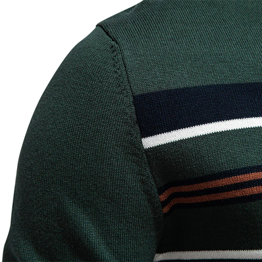 Jersey De Hombre Con Media Cremallera Y Motivo A Rayas | Ideal Para Uso Diario Informal
