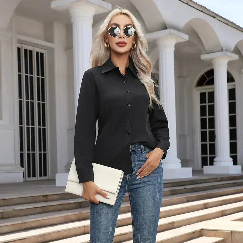 Camisa De Manga Larga Con Corte Estructurado Para Mujer | Ideal Para Uso Diario Y Oficina